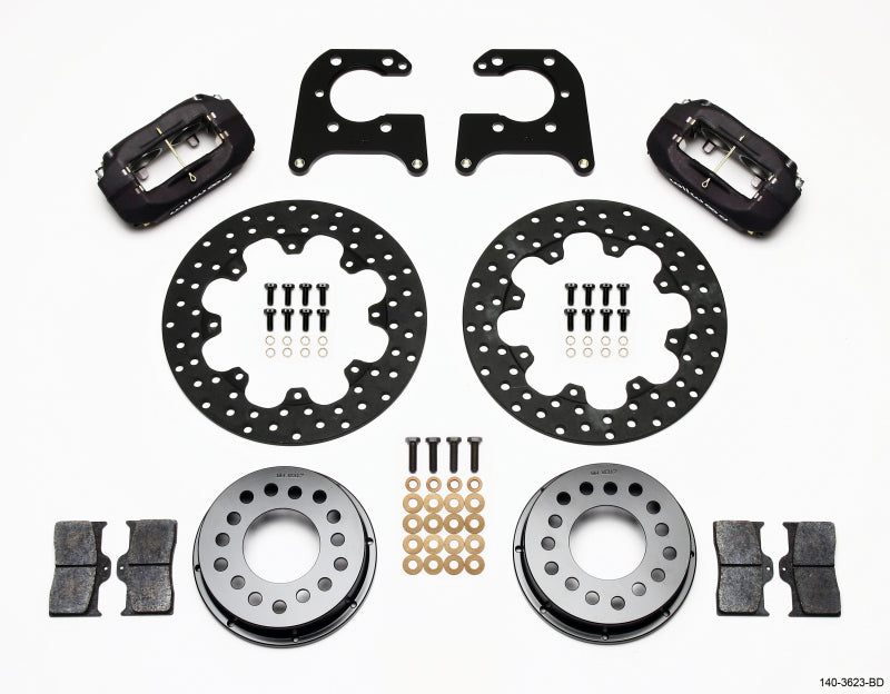 Wilwood Forged Dynalite Rear Drag Kit Drilled Rotor Big Ford 2.50in Offset - Brakes Rotors & Pads