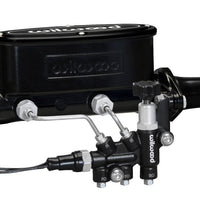 Wilwood HV Tandem M/C Kit w L/H Bracket & Prop Valve - 1 1/8in Bore Black - Brakes Rotors Pads