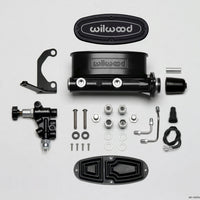 Wilwood HV Tandem M/C Kit w L/H Bracket & Prop Valve - 1 1/8in Bore Black - Brakes Rotors Pads
