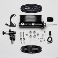 Wilwood HV Tandem M/C Kit w L/H Bracket & Prop Valve - 15/16in Bore Black-W/Pushrod - Brakes Rotors Pads