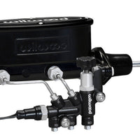 Wilwood HV Tandem M/C Kit w L/H Bracket & Prop Valve - 15/16in Bore Black-W/Pushrod - Brakes Rotors Pads