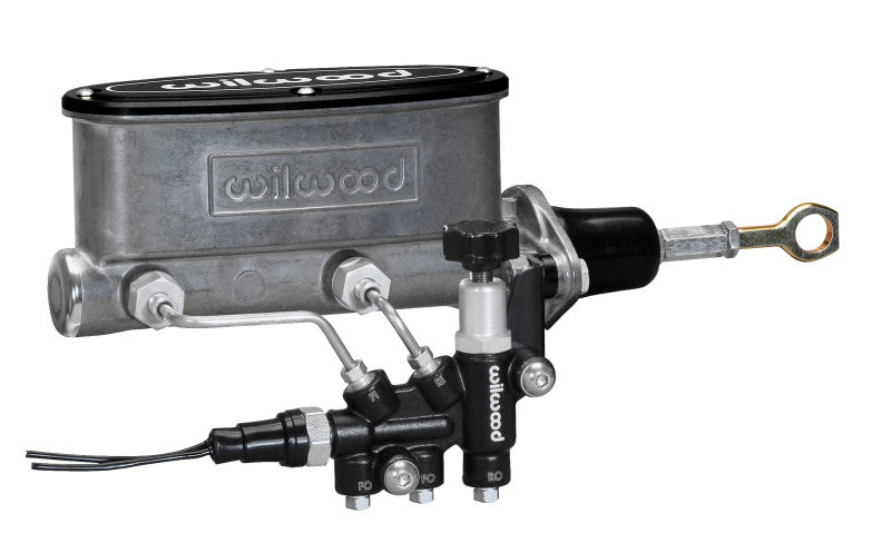 Wilwood HV Tandem M/C Kit w L/H Bracket & Prop Valve - 7/8in Bore-W/Pushrod - Early Mustang - Brakes Rotors Pads