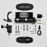 Wilwood HV Tandem M/C Kit w L/H Bracket & Prop Valve - 7/8in Bore Black-W/Push. - Early Mustang - Brakes Rotors Pads