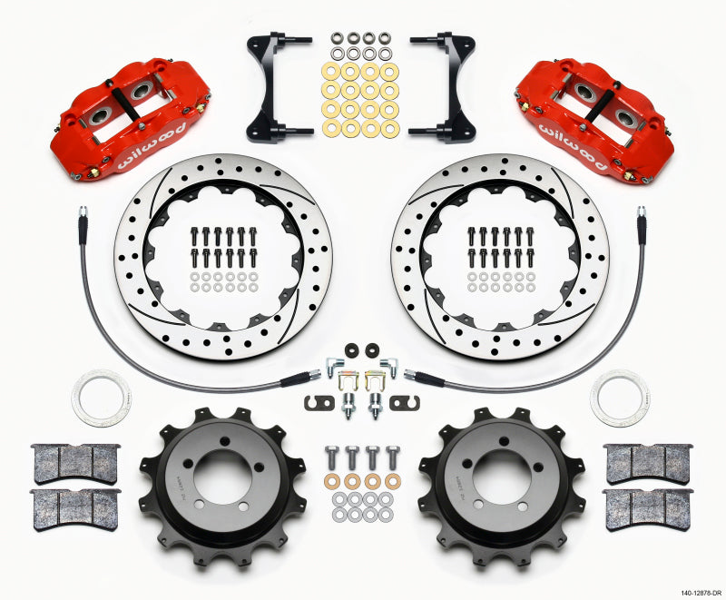 Wilwood Narrow Superlite 4R Rear Kit 12.88in Drilled Red 99-05 WRX / 99-07 Impreza - Brakes Rotors & Pads