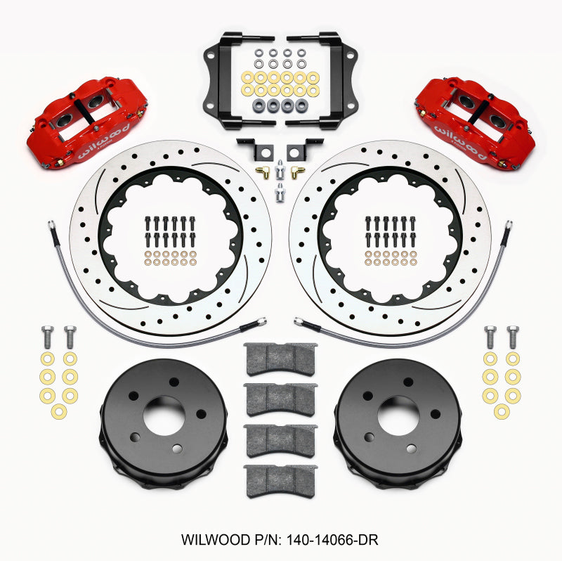Wilwood Narrow Superlite 4R Rear Kit 14.00in Drilled Red 2007-up Jeep JK w/Lines - Brakes Rotors & Pads