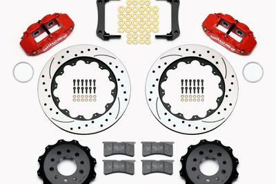 Wilwood Narrow Superlite 4R Rear Kit 14.00in Drilled Red Morrison Multilink IRS (10-15 Camaro Based) - Brakes Rotors &