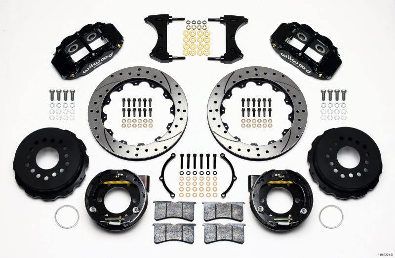 Wilwood Narrow Superlite 4R Rear P-Brk Kit 12.88in Drilled 2005-2014 Mustang - Brakes Rotors & Pads