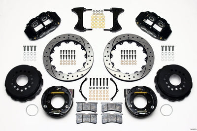 Wilwood Narrow Superlite 4R Rear P-Brk Kit 12.88in Drilled 2005-2014 Mustang - Brakes Rotors & Pads