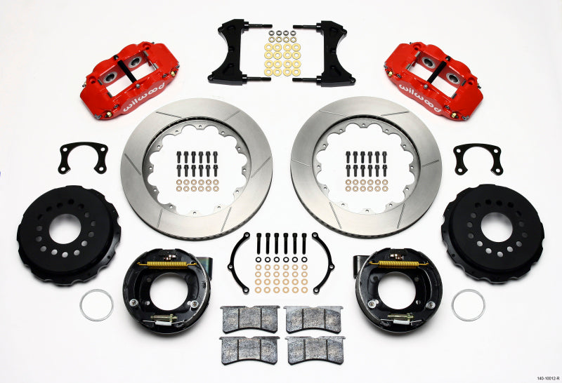 Wilwood Narrow Superlite 4R Rear P-Brk Kit 14.00in Red New Big Ford 2.50in Offset - Brakes Rotors & Pads