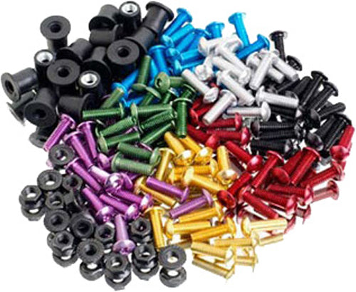 Puig Windscreen Screw Kit Well Nut Silver - Black
