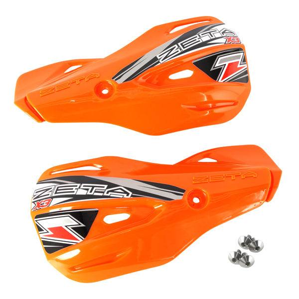 Zeta X3 Handguard Shield White - Orange - Snowmobile Collection