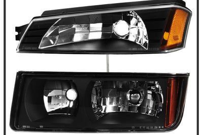 SPYDER xTune 02-06 Chevy Avalanche w/Cladding OEM Bumper Light & Headlights - (BLACK) (HD-JH-CAVA02-SET-BK) - Lights