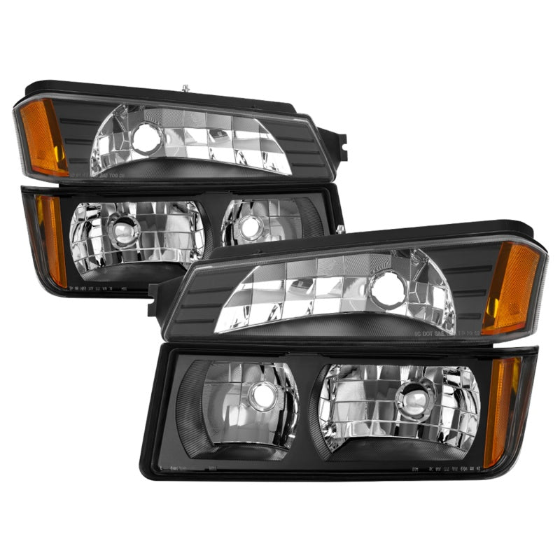 SPYDER xTune 02-06 Chevy Avalanche w/Cladding OEM Bumper Light & Headlights - (BLACK) (HD-JH-CAVA02-SET-BK) - Lights