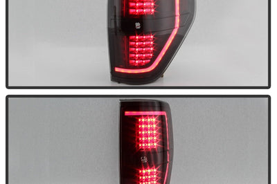 SPYDER xTune 09-14 Ford F-150 Light Bar LED Tail Lights - Black Smoke (ALT-JH-FF15009-LBLED-BSM)