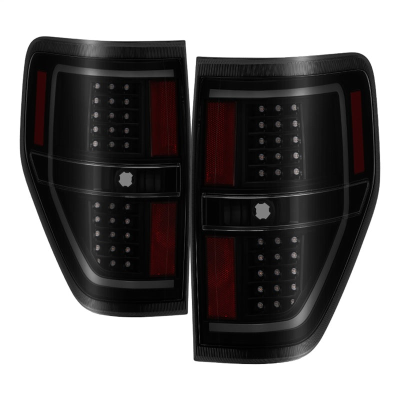 SPYDER xTune 09-14 Ford F-150 Light Bar LED Tail Lights - Black Smoke (ALT-JH-FF15009-LBLED-BSM)