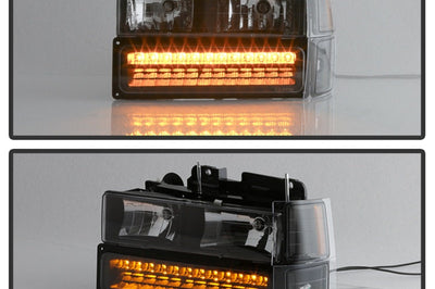 SPYDER Xtune 92-94 Blazer Full Size Corner/LED Bumper Headlights Black HD-JH-CCK88-LED-AM-BK-SET - Lights