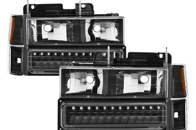 SPYDER Xtune 92-94 Blazer Full Size Corner/LED Bumper Headlights Black HD-JH-CCK88-LED-AM-BK-SET - Lights