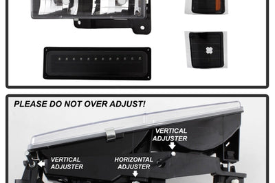 SPYDER Xtune 92-94 Blazer Full Size Corner/LED Bumper Headlights Black HD-JH-CCK88-LED-AM-BK-SET - Lights