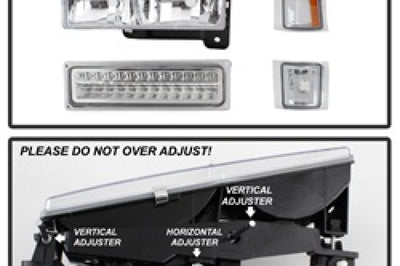 SPYDER Xtune 92-94 Blazer Full Size Corner/LED Bumper Headlights Chrome HD-JH-CCK88-LED-AM-C-SET - Lights