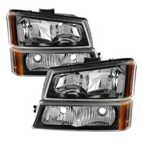 SPYDER Xtune Chevy Silverado 2500HD 03-06 Crystal Headlights w/ Bumper Lights Black HD-JH-CSIL03-AM-BK-SET