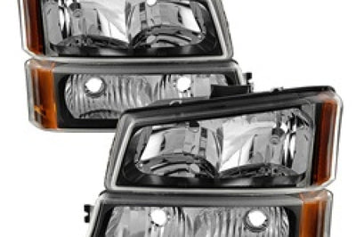 SPYDER Xtune Chevy Silverado 2500HD 03-06 Crystal Headlights w/ Bumper Lights Black HD-JH-CSIL03-AM-BK-SET