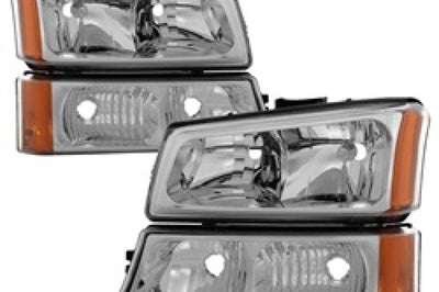 SPYDER Xtune Chevy Silverado 2500HD 03-06 Crystal Headlights w/ Bumper Lights Chrome HD-JH-CSIL03-AM-C-SET