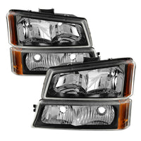 SPYDER Xtune Chevy Silverado 2500HD 03-06 Crystal Headlights w/ Bumper Lights Black HD-JH-CSIL03-AM-BK-SET