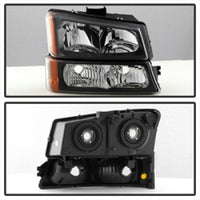 SPYDER Xtune Chevy Silverado 2500HD 03-06 Crystal Headlights w/ Bumper Lights Black HD-JH-CSIL03-AM-BK-SET