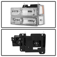 SPYDER Xtune Chevy Suburban 94-98 Headlights w/ Corner & Parking Lights 8pcs Chrome HD-JH-CCK88-AM-C-SET