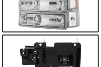 SPYDER Xtune Chevy Suburban 94-98 Headlights w/ Corner & Parking Lights 8pcs Chrome HD-JH-CCK88-AM-C-SET