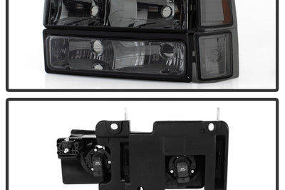 SPYDER Xtune Chevy Suburban 94-98 Headlights w/ Corner & Parking Lights 8pcs Smoked HD-JH-CCK88-AM-SM-SET