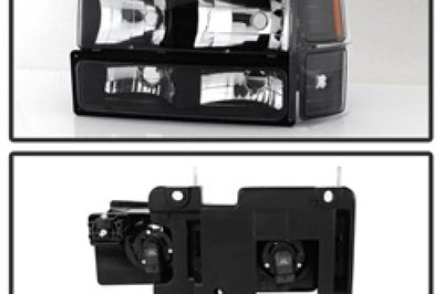 SPYDER Xtune Chevy Suburban 94-98 Headlights w/ Corner & Parking Lights 8pcs Black HD-JH-CCK88-AM-BK-SET