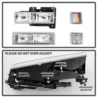 SPYDER Xtune Chevy Suburban 94-98 Headlights w/ Corner & Parking Lights 8pcs Chrome HD-JH-CCK88-AM-C-SET