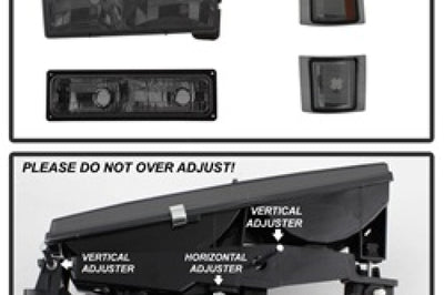 SPYDER Xtune Chevy Suburban 94-98 Headlights w/ Corner & Parking Lights 8pcs Smoked HD-JH-CCK88-AM-SM-SET