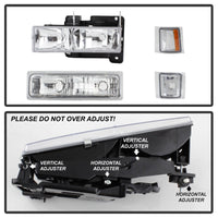 SPYDER Xtune Chevy Suburban 94-98 Headlights w/ Corner & Parking Lights 8pcs Chrome HD-JH-CCK88-AM-C-SET