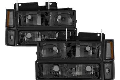 SPYDER Xtune Chevy Suburban 94-98 Headlights w/ Corner & Parking Lights 8pcs Smoked HD-JH-CCK88-AM-SM-SET