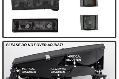 SPYDER Xtune Chevy Suburban 94-98 Headlights w/ Corner & Parking Lights 8pcs Smoked HD-JH-CCK88-AM-SM-SET