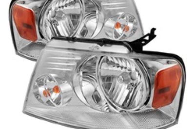 SPYDER Xtune Ford F150 04-08 Amber Crystal Headlights Chrome HD-JH-FF15004-AM-C - Lights