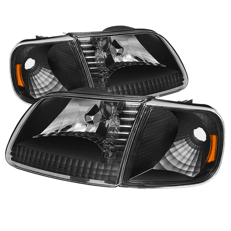 SPYDER Xtune Ford F150 97-03 / Expedition 97-02 Crystal Headlights w/Corner Black HD-JH-FF15097-SET-AM-BK - Lights