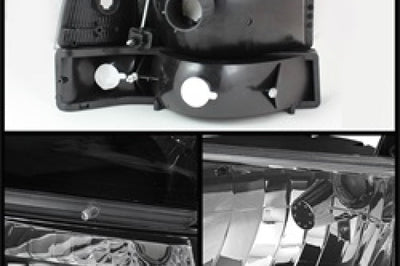 SPYDER Xtune Ford F150/Bronco 92-96 Headlights w/Corner Bumper 6pcs Amber- Black HD-JH-FB92-SET-AM-BK - Lights