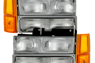 SPYDER Xtune GMC Yukon 94-99 Headlights w/ Corner & Parking Lights 8pcs Sets - OEM HD-JH-GCK94-OE-C-SET