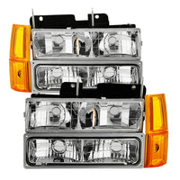 SPYDER Xtune GMC Yukon 94-99 Headlights w/ Corner & Parking Lights 8pcs Sets -Chrome HD-JH-GCK94-AM-C-SET
