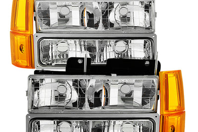 SPYDER Xtune GMC Yukon 94-99 Headlights w/ Corner & Parking Lights 8pcs Sets -Chrome HD-JH-GCK94-AM-C-SET