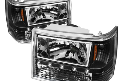 SPYDER Xtune Jeep Grand Cherokee 93-98 1Pc Crystal Headlights Black HD-ON-JGC93-1PC-LED-BK - Lights