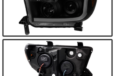 SPYDER Xtune Toyota Tundra 07-13 LED Light Bar Projector Headlights Black Smoked PRO-JH-TTU07-LED-BSM - Lights