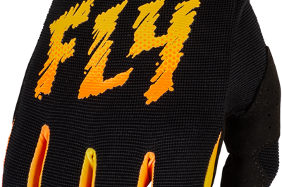 Fly Racing Youth F-16 Gloves True Blue/white Yxs - Black/Yellow/Orange / 2X-Small - Watercraft Collection
