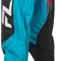 FLY RACING Youth F 16 Pants Ca/Ny Cyan/Black/Red Sz 18