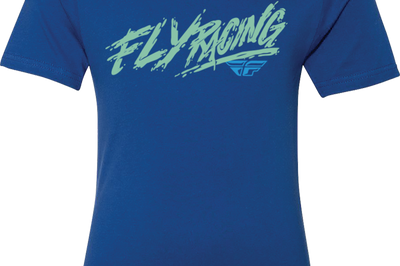 Fly Racing Youth Khaos Tee Grey Ys - Blue / Large