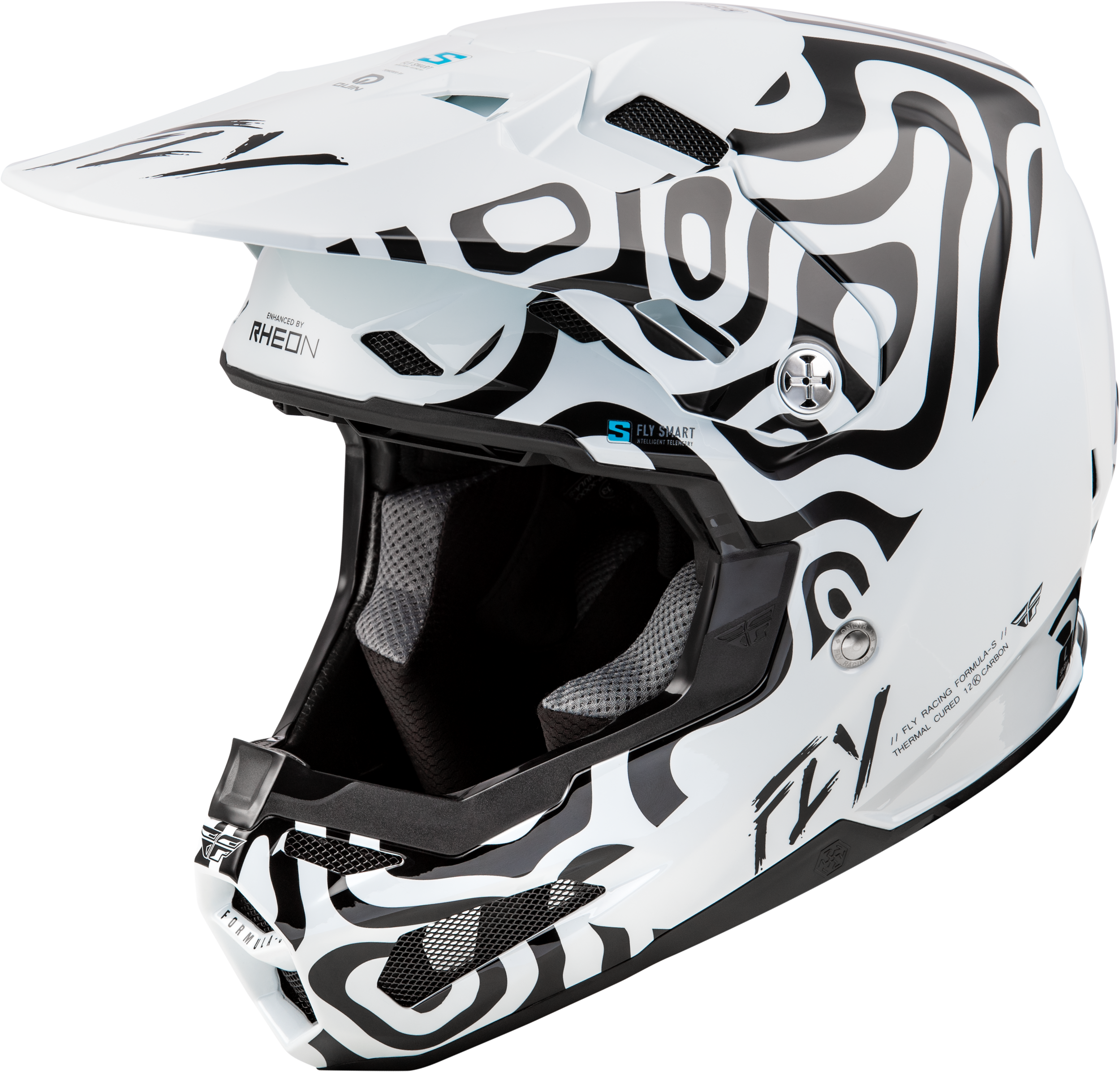 FLY RACING Youth Formula S Carbon Abyss Helmet White/Black Yl