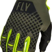 Fly Racing Youth Kinetic Gloves Red/grey Ys - Olive Green/Hi-Vis Yellow / Large - Apparel Collection